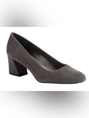 Stuart Weitzman MaryMid Slate Suede Block Heel Pumps - Size 9